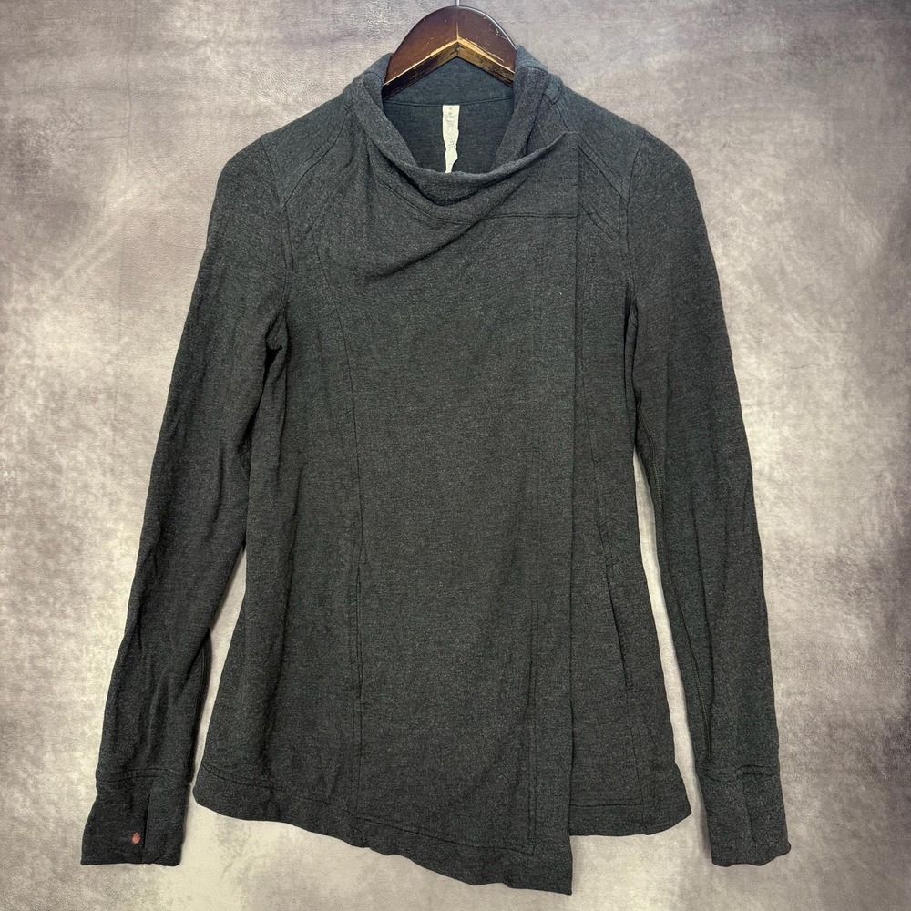 Lululemon Athletica Pullover Womens 4 Gray Cowl Neck Asymmetrical Modal Blend